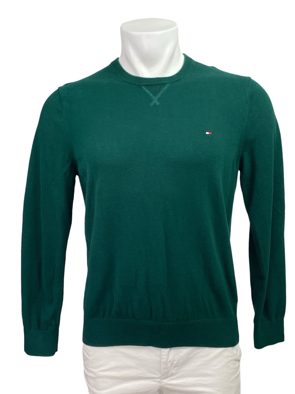 Tommy Hilfiger Men's Green Crew Neck Knit Long Sleeve Sweatshirt Sweater Top S